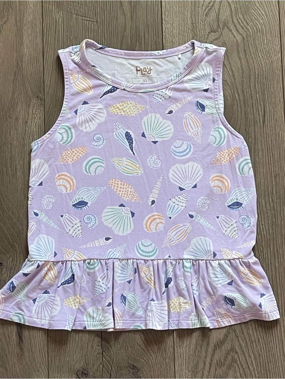 Play by Little Sleepies Lavender Purple Seashell Girls 10 Bamboo Tank Top